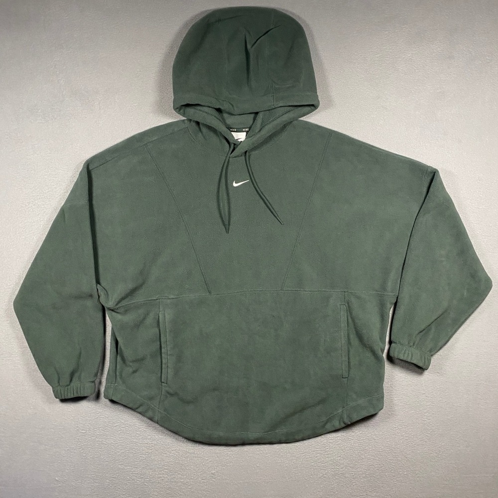 Nike Therma-FIT Oversized Fleece Hoodie Womens Large Green Middle Swoosh